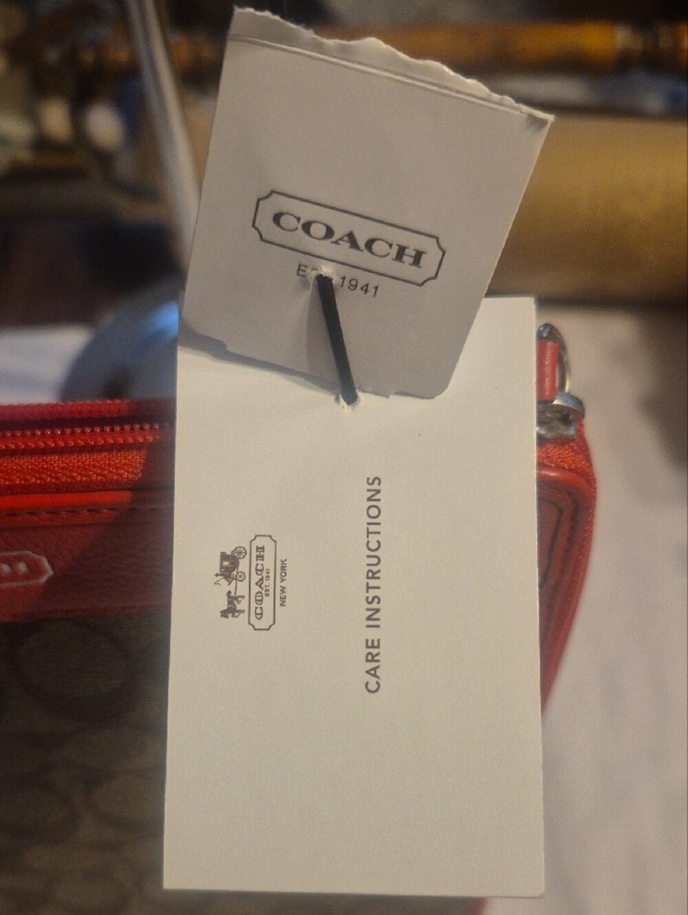 Coach Orange & Brown Signature Canvas Organizer with Red Trim - Picture 2 of 9